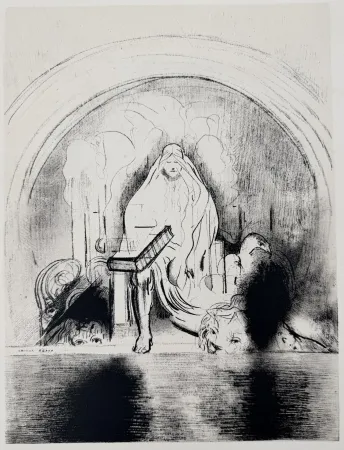 Litografía Redon - Puis je vis...