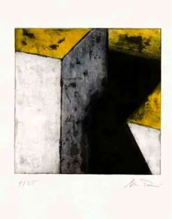 Aguafuerte Rein - Ohne Titel (weiß, blau, gelb, schwarz)   