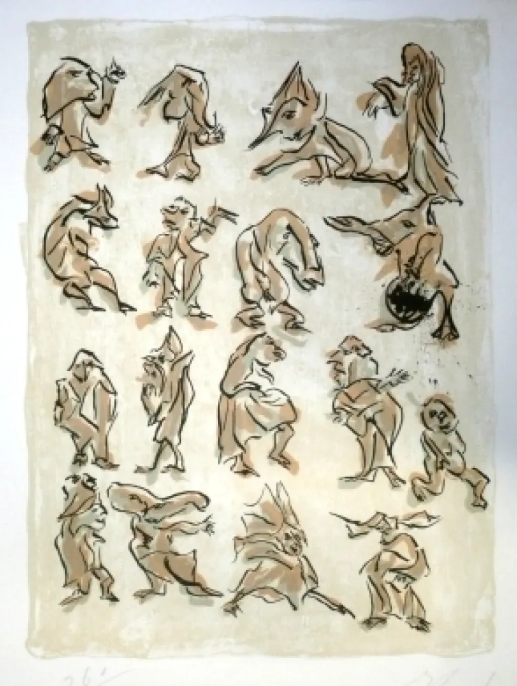 Litografía Reinhoud - 17 contre