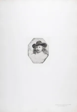 Heliograbado Rembrandt - Jeune homme dans un octogone
