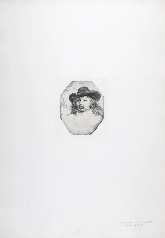 Heliograbado Rembrandt - Jeune homme dans un octogone
