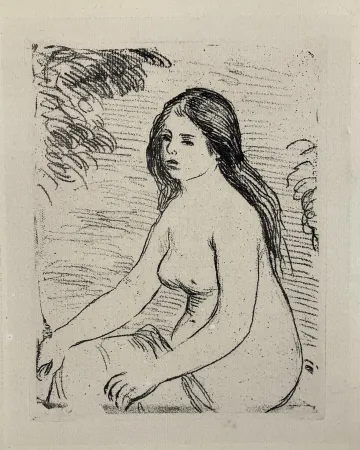 Aguafuerte Renoir - Femme nue assise, circa 1906