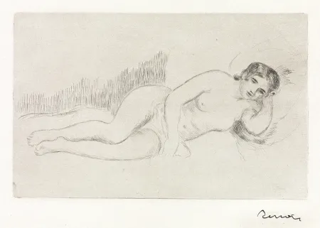 Grabado Renoir - Femme nue couche (tournée a droite) 1ere planche 