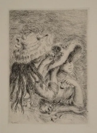 Grabado Renoir - Le Chapeau Épinglé. La Fille de Berthe Morisot et sa Cousine