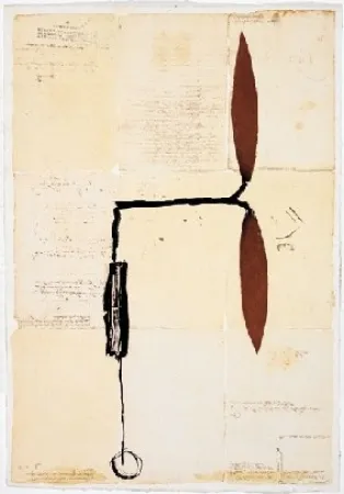 Múltiple Riera I Aragó - Avió hèlix vermella sobre manuscrits