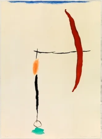 Grabado Riera I Aragó - Avión en ángulo con amarillo 