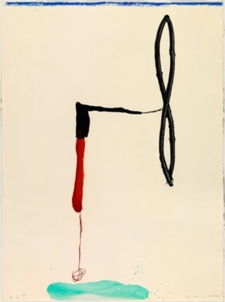 Grabado Riera I Aragó - Avión en ángulo sobre agua