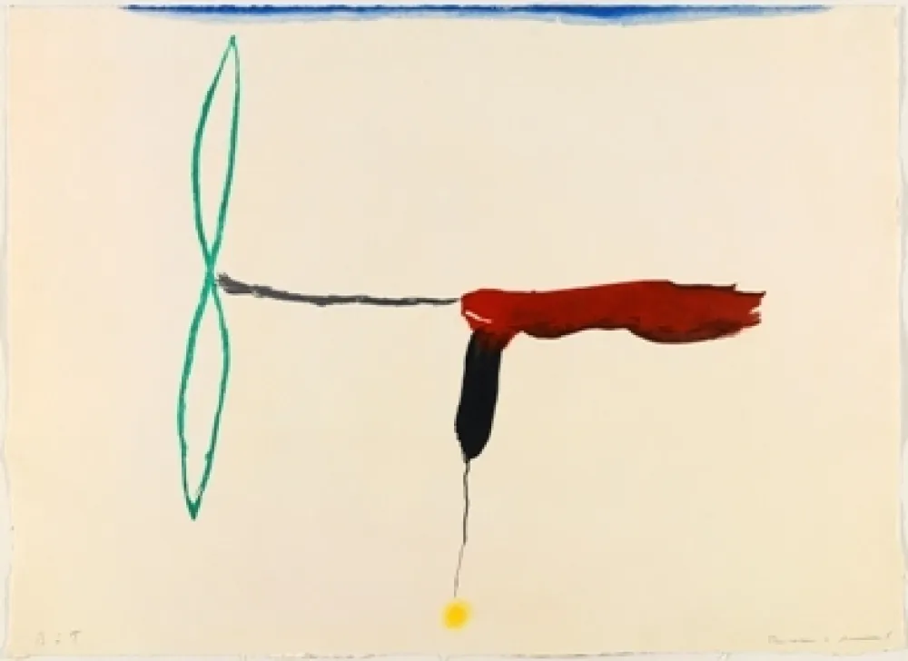 Grabado Riera I Aragó - Avión hélice verde