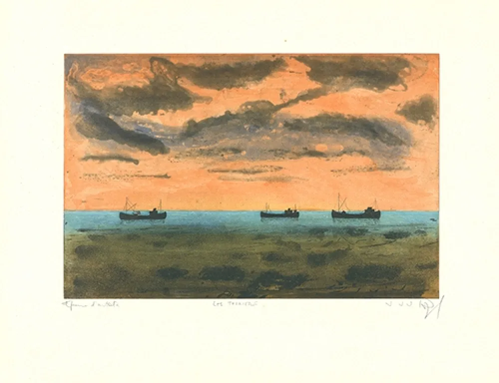Aguafuerte Y Aguatinta Rigal J.j.j. - Thonniers au large de Rosas