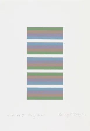 Serigrafía Riley - Intervals 3, Blue / Green