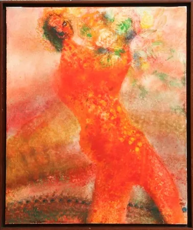 Litografía Ripolles - Untitled - Figure with Flowers