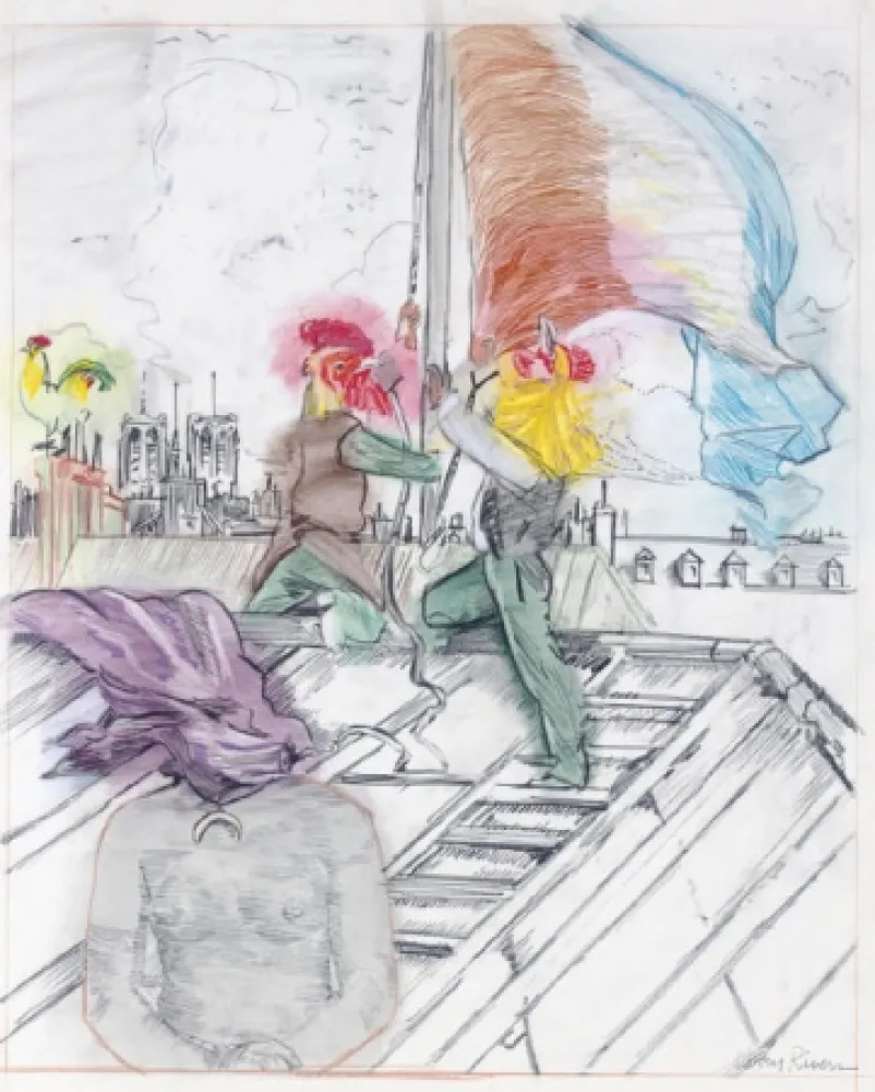 Litografía Rivers - Raising the Flag