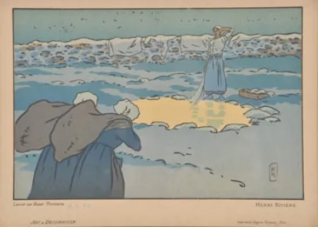 Litografía Riviere - Lavoir au Haut-Trestraou