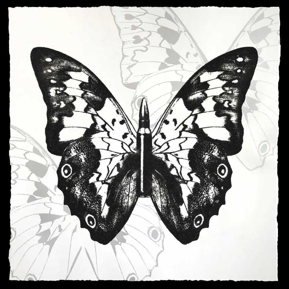 Serigrafía Robierb - Black Butterfly on White