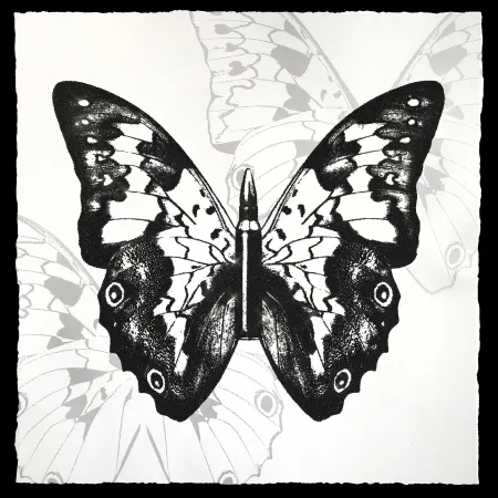 Serigrafía Robierb - Black Butterfly on White
