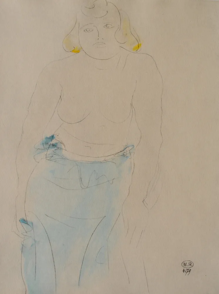 Grabado Rodin - Belle femme aux seins nus