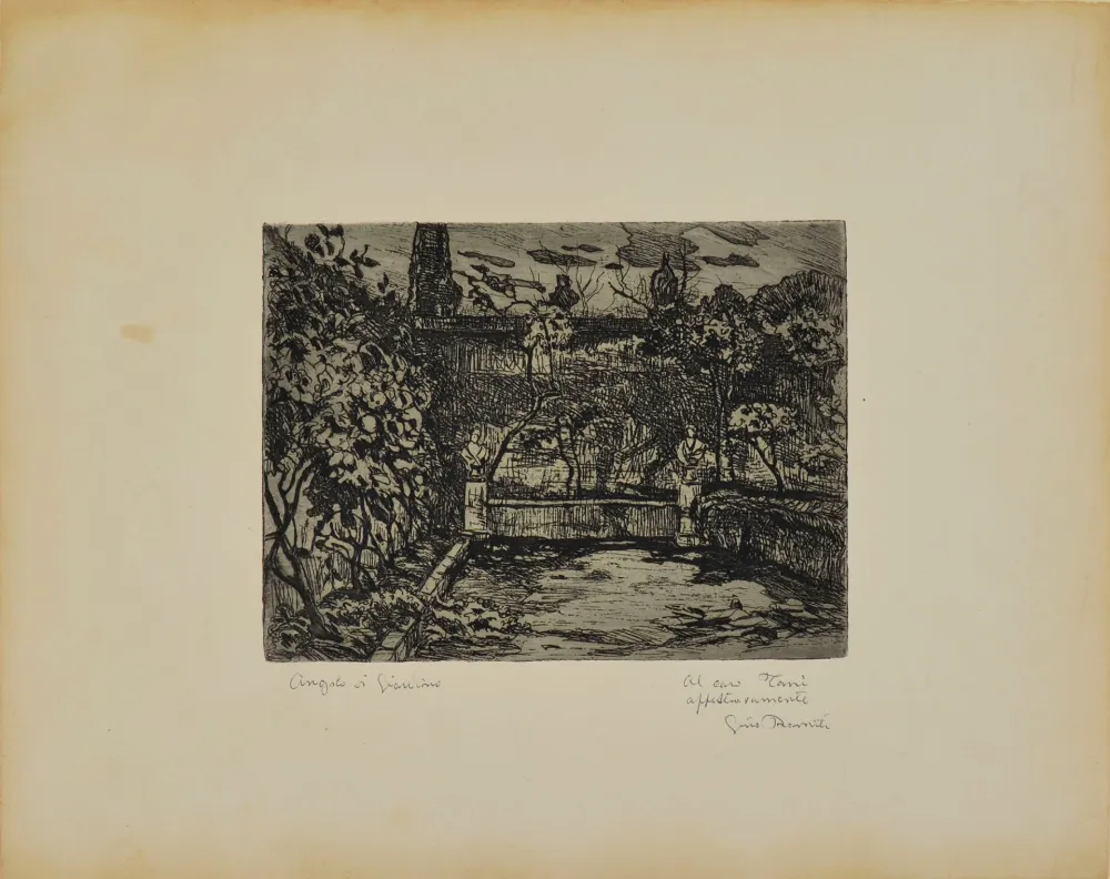 Aguafuerte Romiti - ANGOLO DI GIARDINO