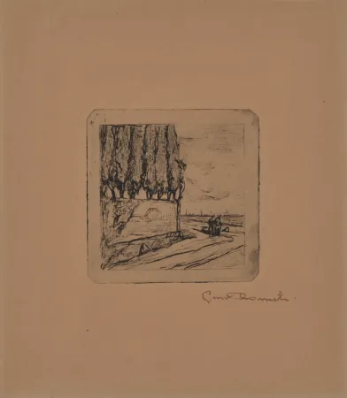 Aguafuerte Romiti - LANDSCAPE WITH CRUCIFIX