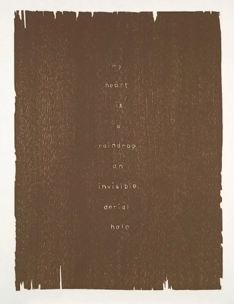 Grabado En Madera Rondinone - My heart is a raindrop an invisible aerial hole