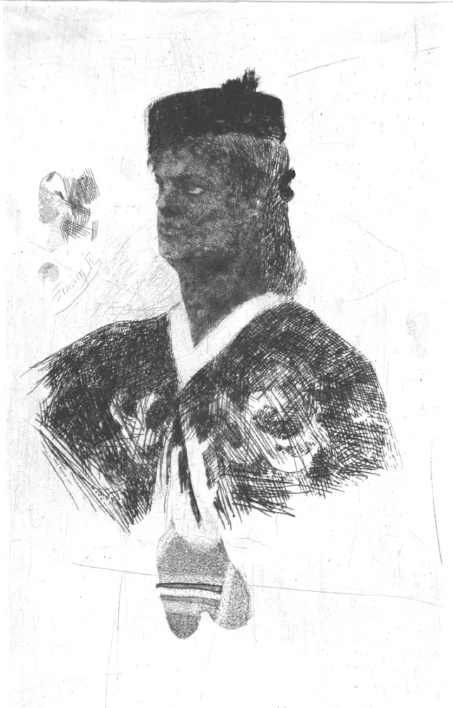 Aguafuerte Rops - La femme au boléro