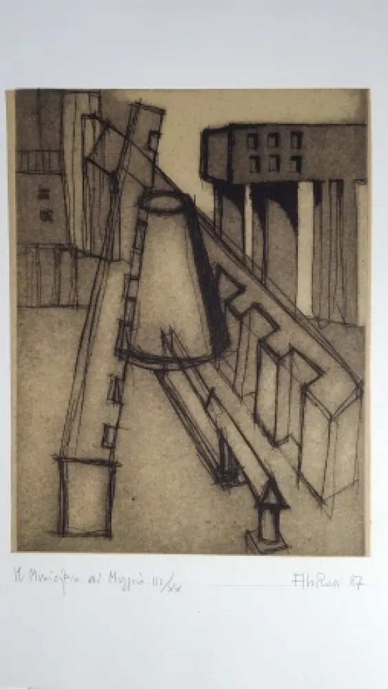 Aguafuerte Y Aguatinta Rossi - Il municipio di Muggiò