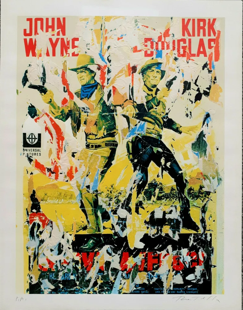 Serigrafía Rotella - John Wayne - Kirk Douglas