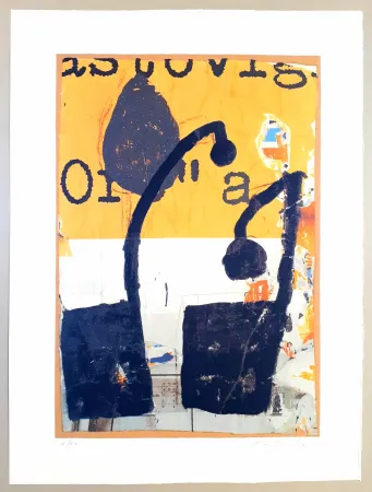 Serigrafía Rotella - Mirò in nero