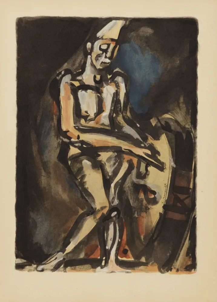 Litografía Rouault (After) - Le Clown Musicien (1938), 1959