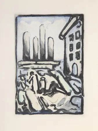 Aguafuerte Y Aguatinta Rouault - Christ Au Faubourg