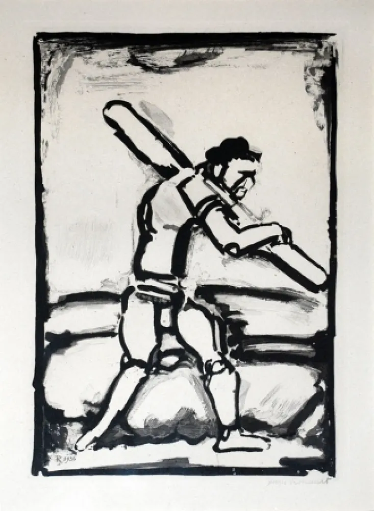 Aguafuerte Y Aguatinta Rouault - Le Vieil Homme Chemine (Old Man Walking)