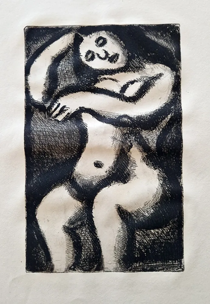 Aguatinta Rouault - Nu assis