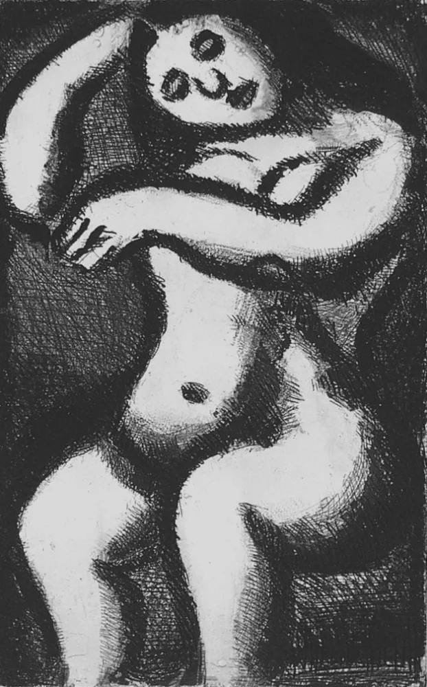 Aguatinta Rouault - Nu assis