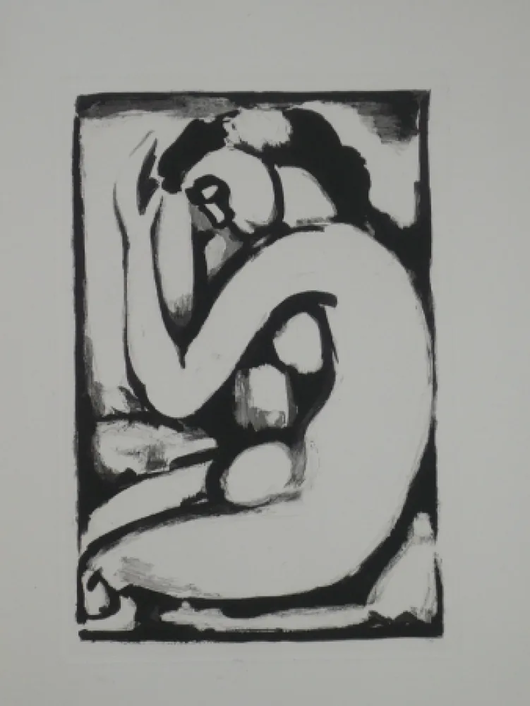Aguatinta Rouault - Nu en berceau