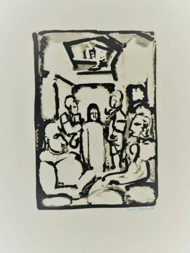 Aguafuerte Y Aguatinta Rouault - Passion W.345 Christ Et Les Exegetes