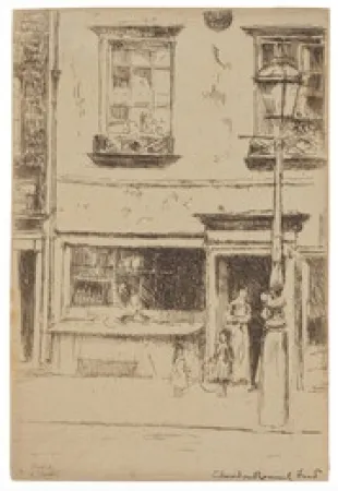 Aguafuerte Roussel - The Little Fish Shop, Chelsea Embankment (Maunder's Fish Shop)