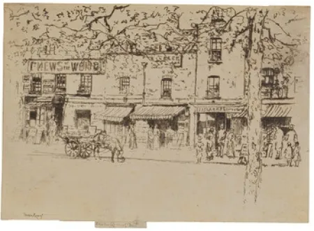Aguafuerte Roussel - The Street, Chelsea Embankment