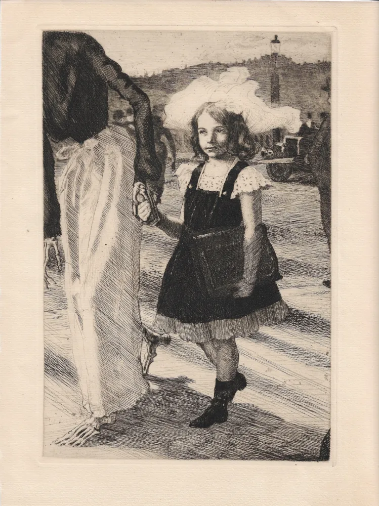 Grabado Roux - L'enfant et la mort