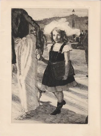 Grabado Roux - L'enfant et la mort