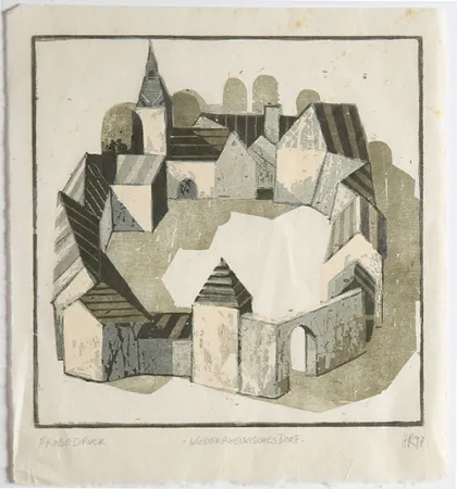 Grabado En Madera Rüngeler - Niederrheinisches Dorf