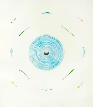 Litografía Ruscha - The fan and its surroundings