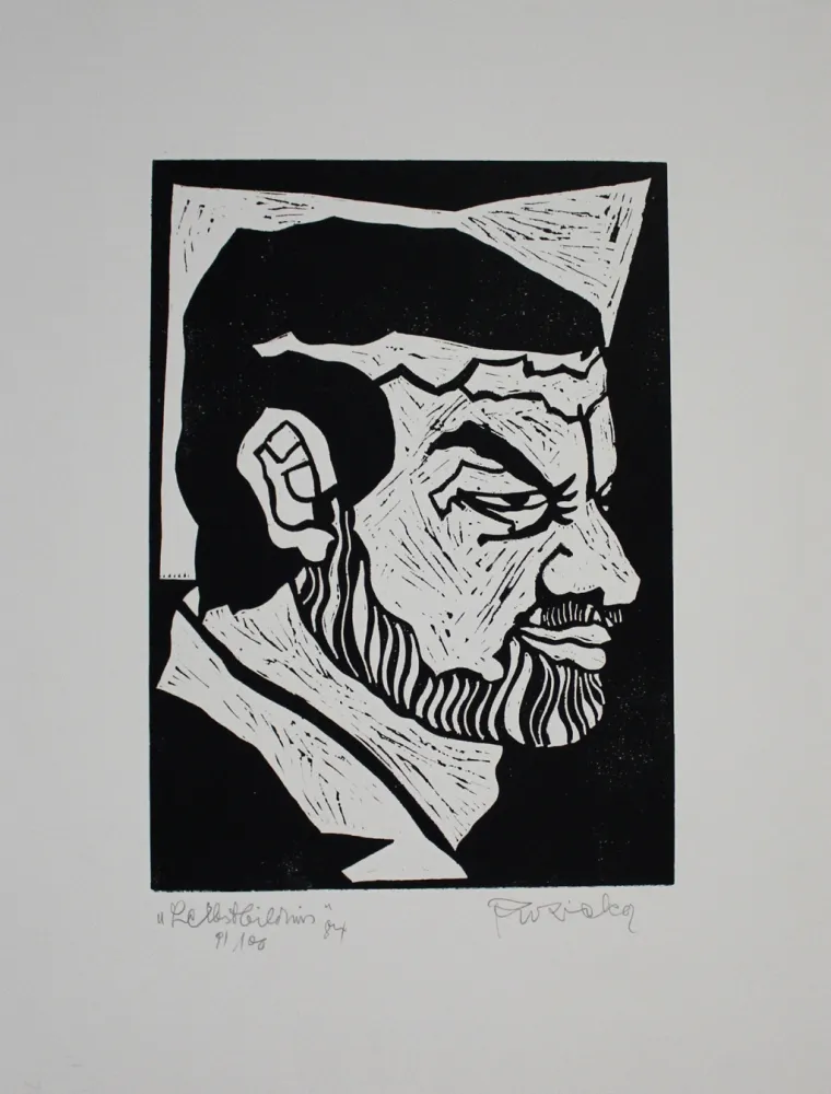 Linograbado Ruzicka - Selbstbildnis / Self-Portrait