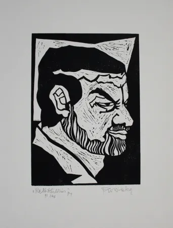 Linograbado Ruzicka - Selbstbildnis / Self-Portrait