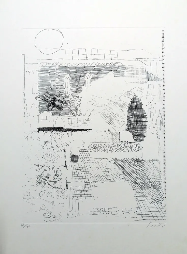 Aguafuerte Saetti - Paesaggio