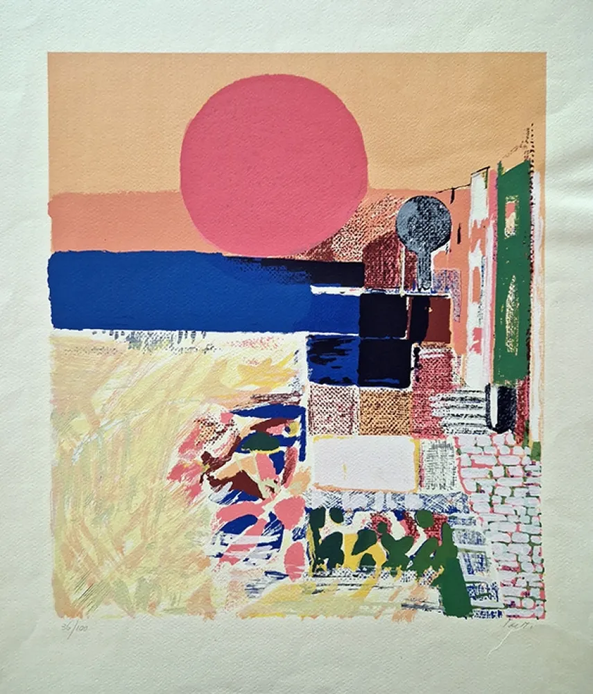 Litografía Saetti - Sole rosso