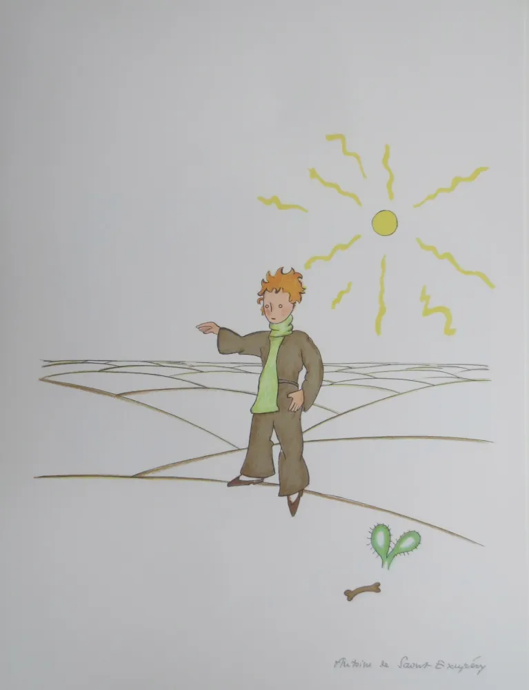 Litografía Saint-Exupéry - Le petit prince dans le désert