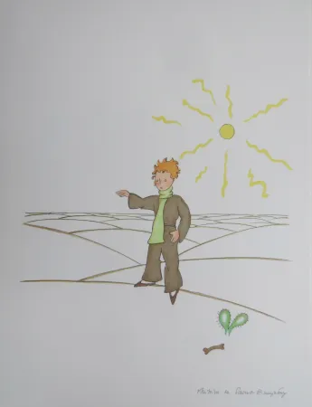 Litografía Saint-Exupéry - Le petit prince dans le désert