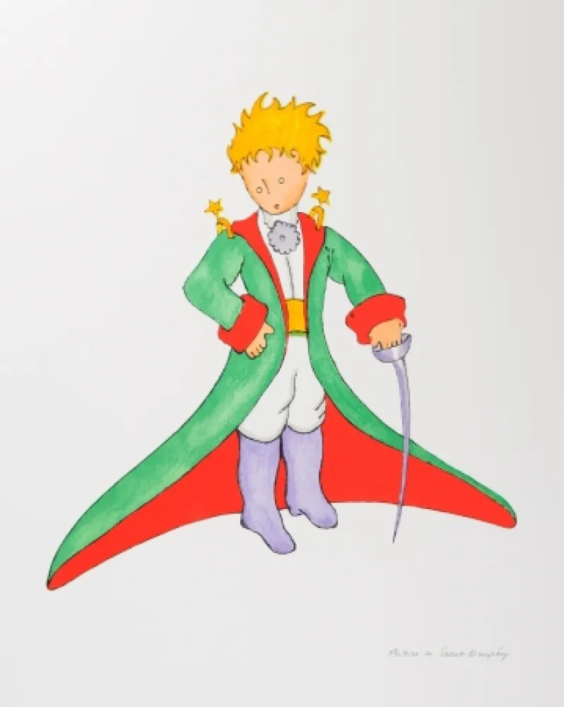 Litografía Saint-Exupéry - Le Petit Prince en grand manteau