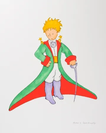 Litografía Saint-Exupéry - Le Petit Prince en grand manteau