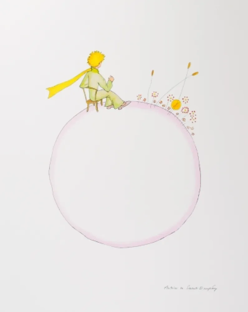 Litografía Saint-Exupéry - Le Petit Prince et le coucher de soleil
