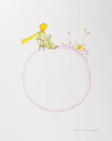 Litografía Saint-Exupéry - Le Petit Prince et le coucher de soleil